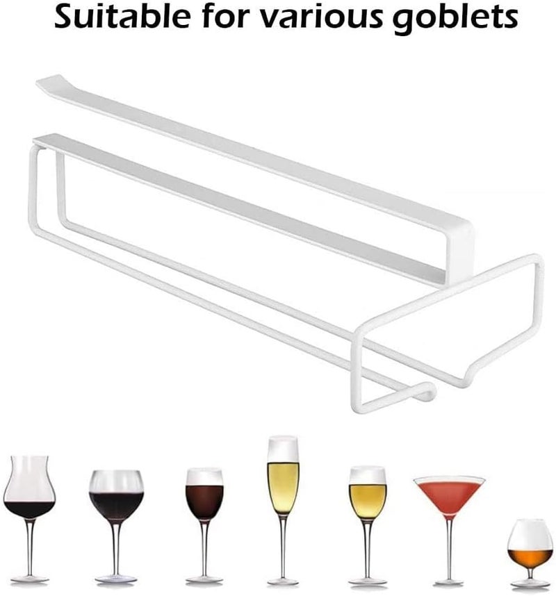 FAQUSA 2 Wine Glasses Holder, 10 Inch Punch-free Glass Rack Holder Cabinet Storage Space-Saving for Kitchen Bar Home Wine Lovers (White) - Image 4